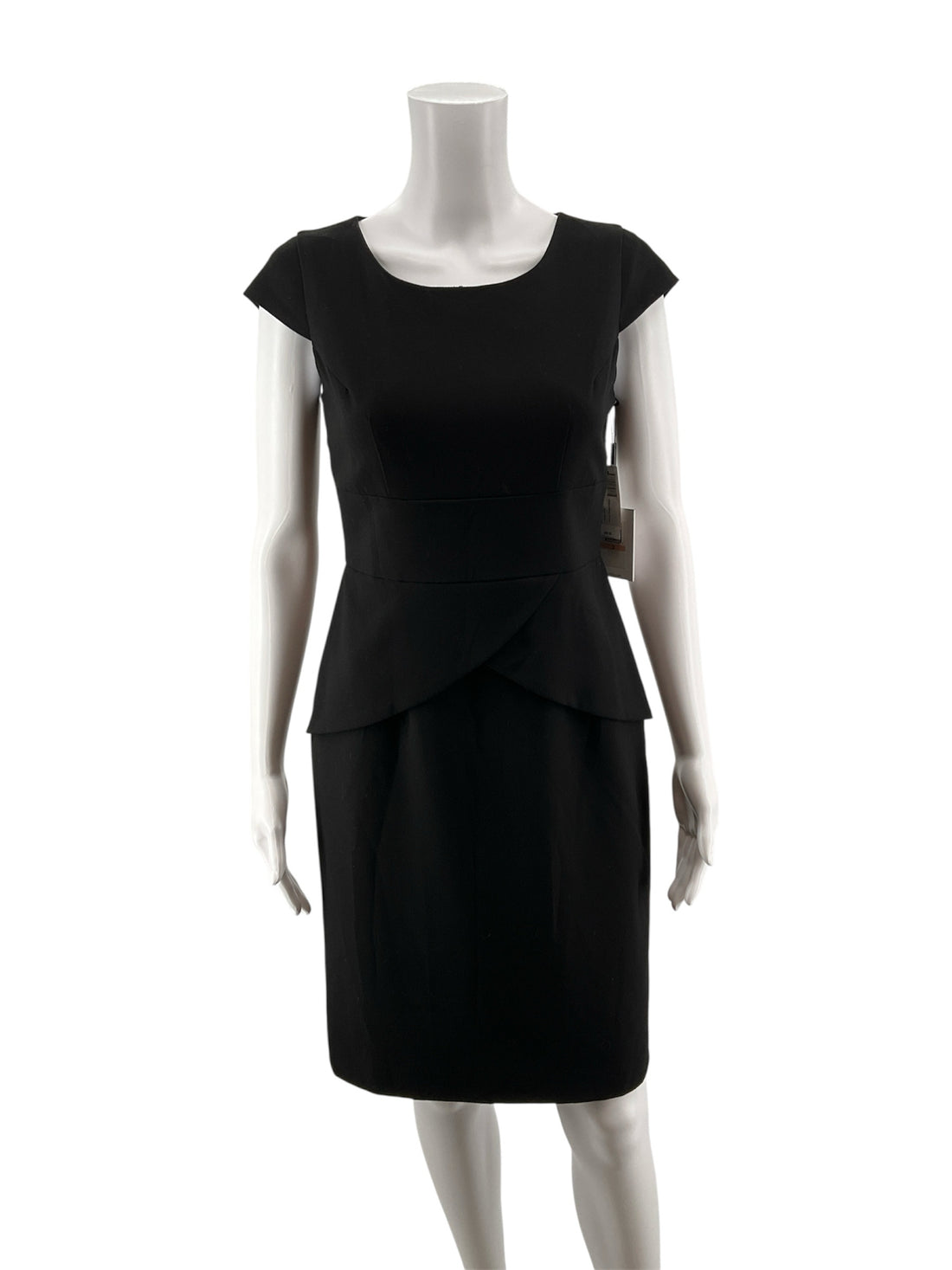 Calvin Klein Black Sheath Black Peplum Cap Sleeve Sheath Dress Size 2 NWT - Size 2