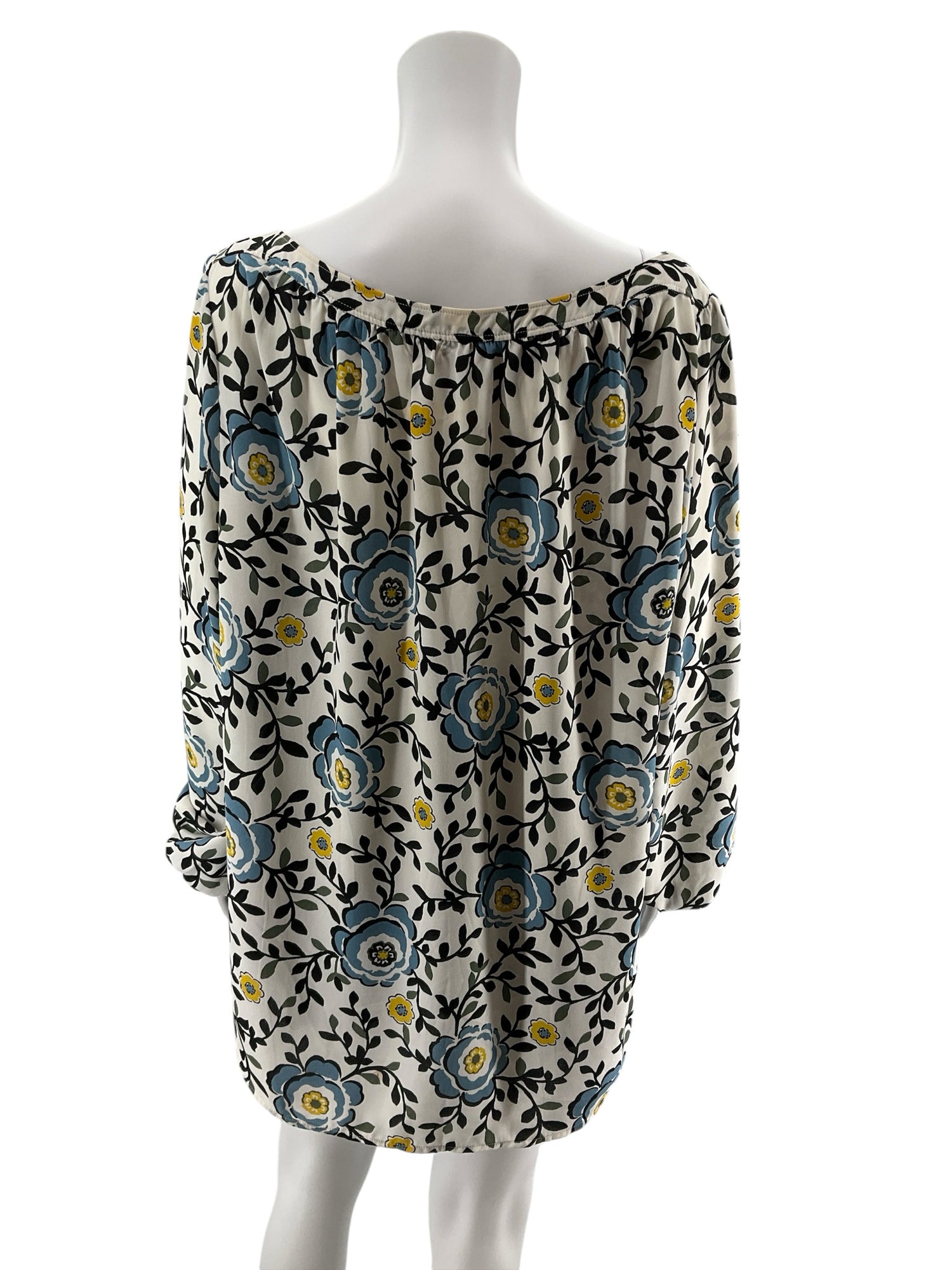 LOFT Outlet Floral Boatneck Blouson Sleeve Blouse | Size XL