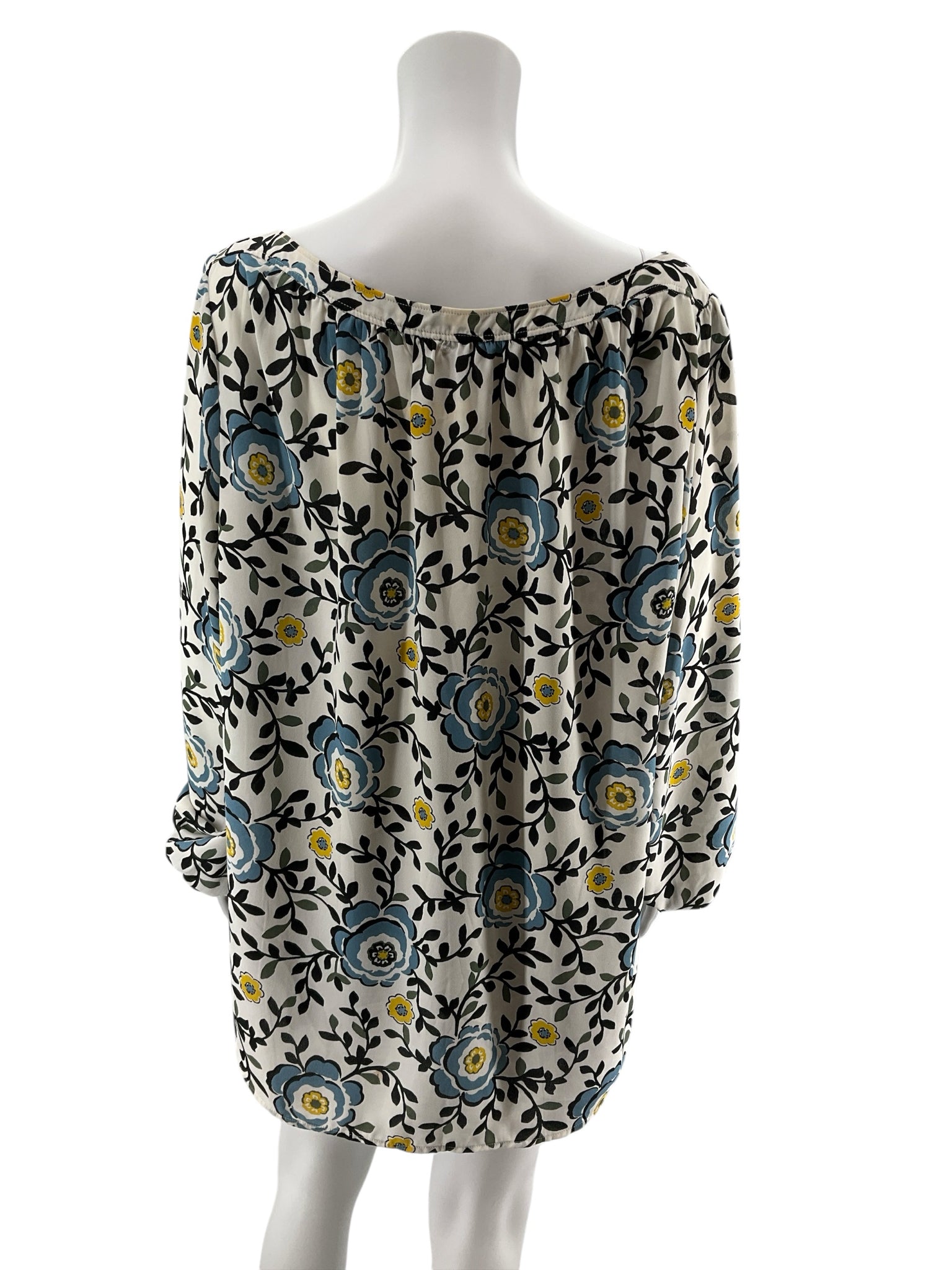 LOFT Outlet Floral Boatneck Blouson Sleeve Blouse | Size XL