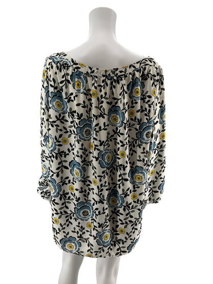LOFT Outlet Floral Boatneck Blouson Sleeve Blouse | Size XL