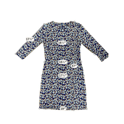 J. McLaughlin Catalina Cloth Leaf Print Sheath Dress Navy Size Medium