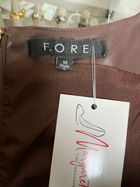 Fore Faux Leather Square Neck Bodycon Mini Dress Brown Size Medium