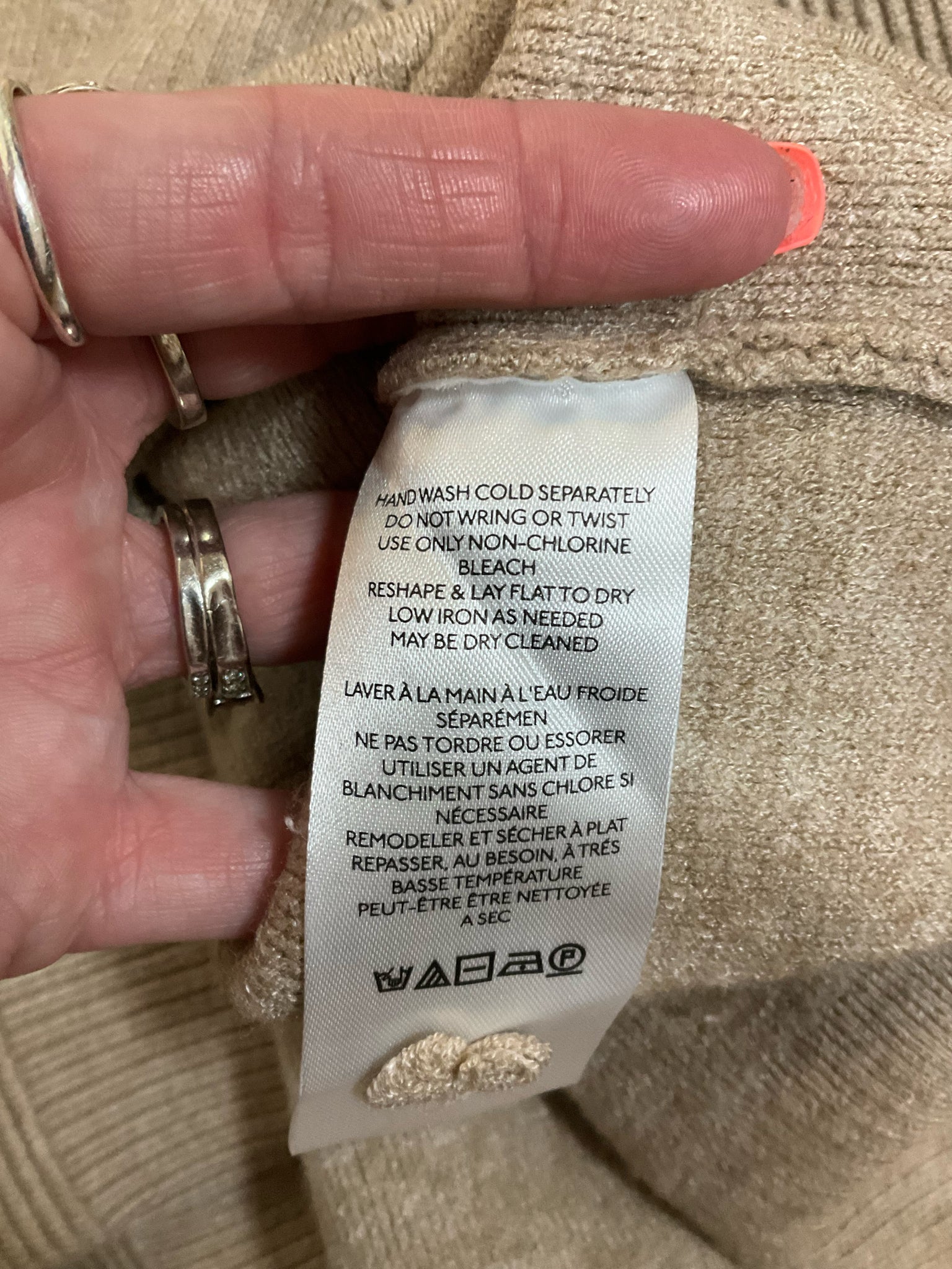 Anthropologie Tan Off-Shoulder Ribbed Knit Sweater Dress Tunic Size XL