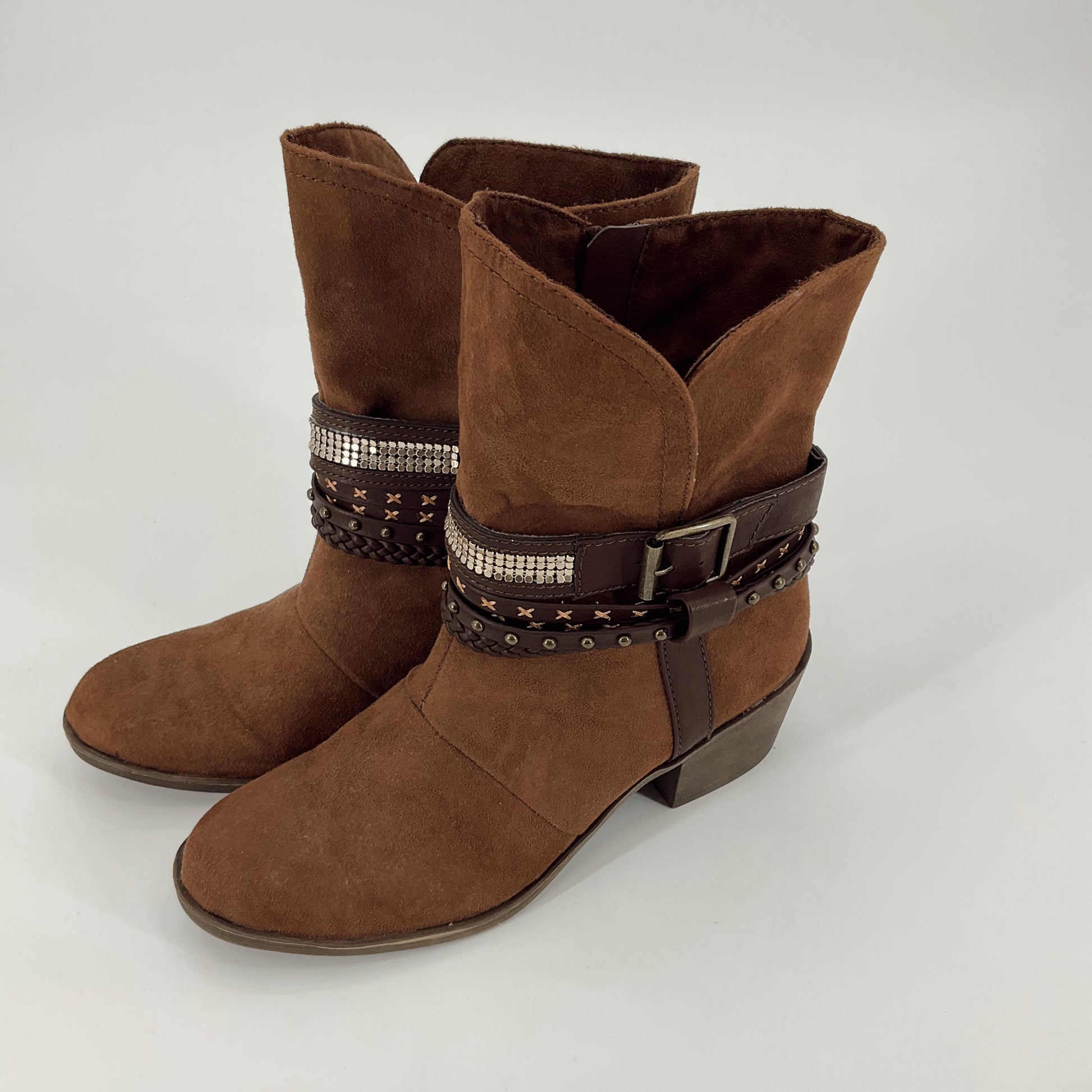 Sugar Brown Buckle Boots Size 8.5