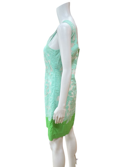Lilly Pulitzer Aqua/White Lace Pre-Owned Ladies Dress - Size 12