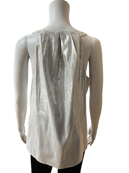 Talbots Metallic Halter Neck Shell Top Silver Size 6 - ONLINE ONLY