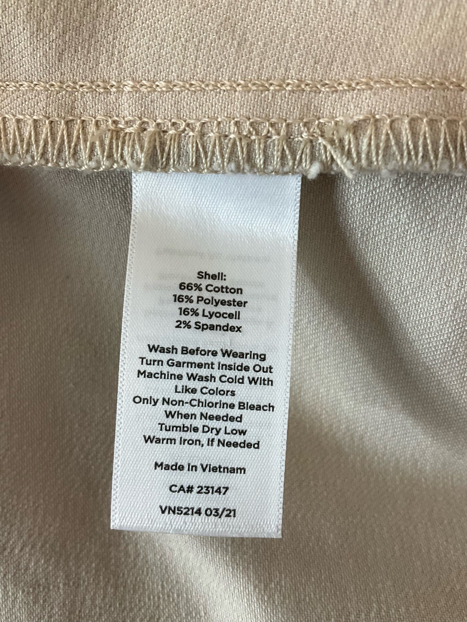 Talbots Khaki Stretch Cotton Blend 5-Pocket Pencil Skirt Size 8