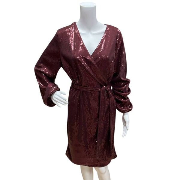 INC Maroon Sequin Pre-Owned Ladies Dress - Size Large - Margaret’s Fine Consignment