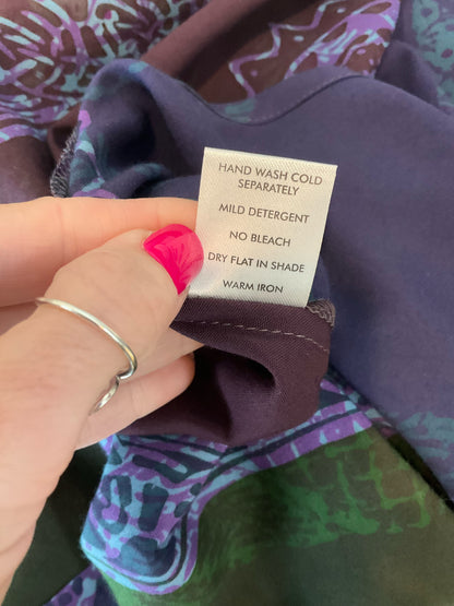 Novica purple/green/blue Maxi Artisan Batik Print Rayon Maxi Dress Purple Green Blue Size Medium - Size M