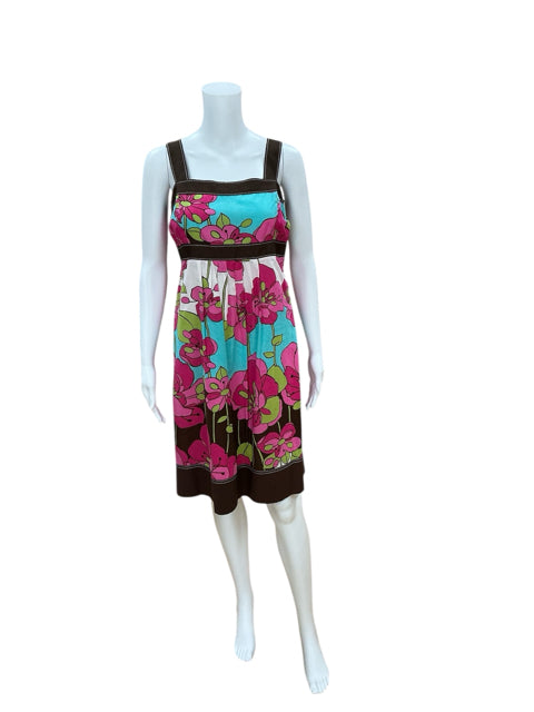 Signature Aqua/Multi Floral Pre-Owned Ladies Dress - Size 12 - Margaret’s Fine Consignment