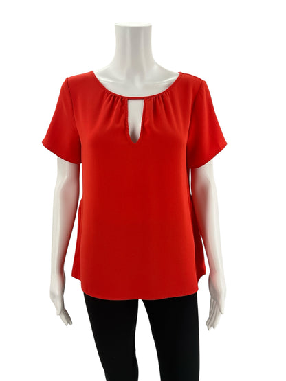 Ann Taylor Orange Flutter Sleeve Keyhole Peplum Blouse Size XS