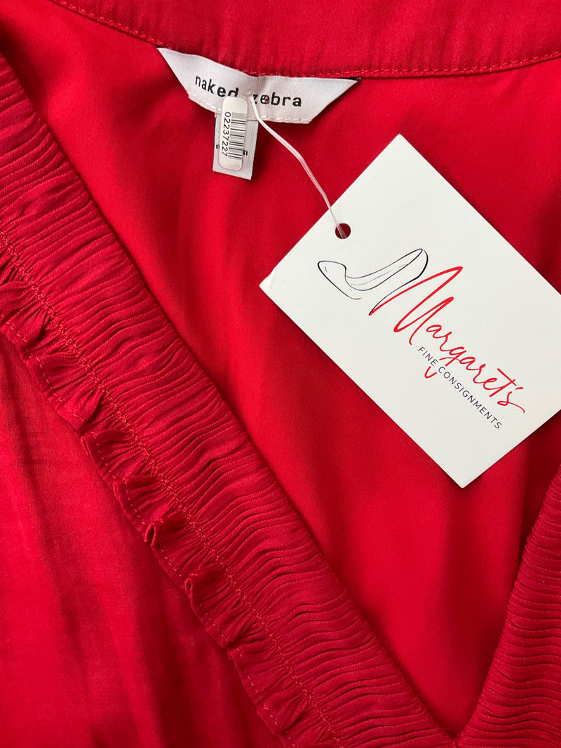 Naked Zebra Red Solid Pre-Owned Ladies Dress - Size S/M