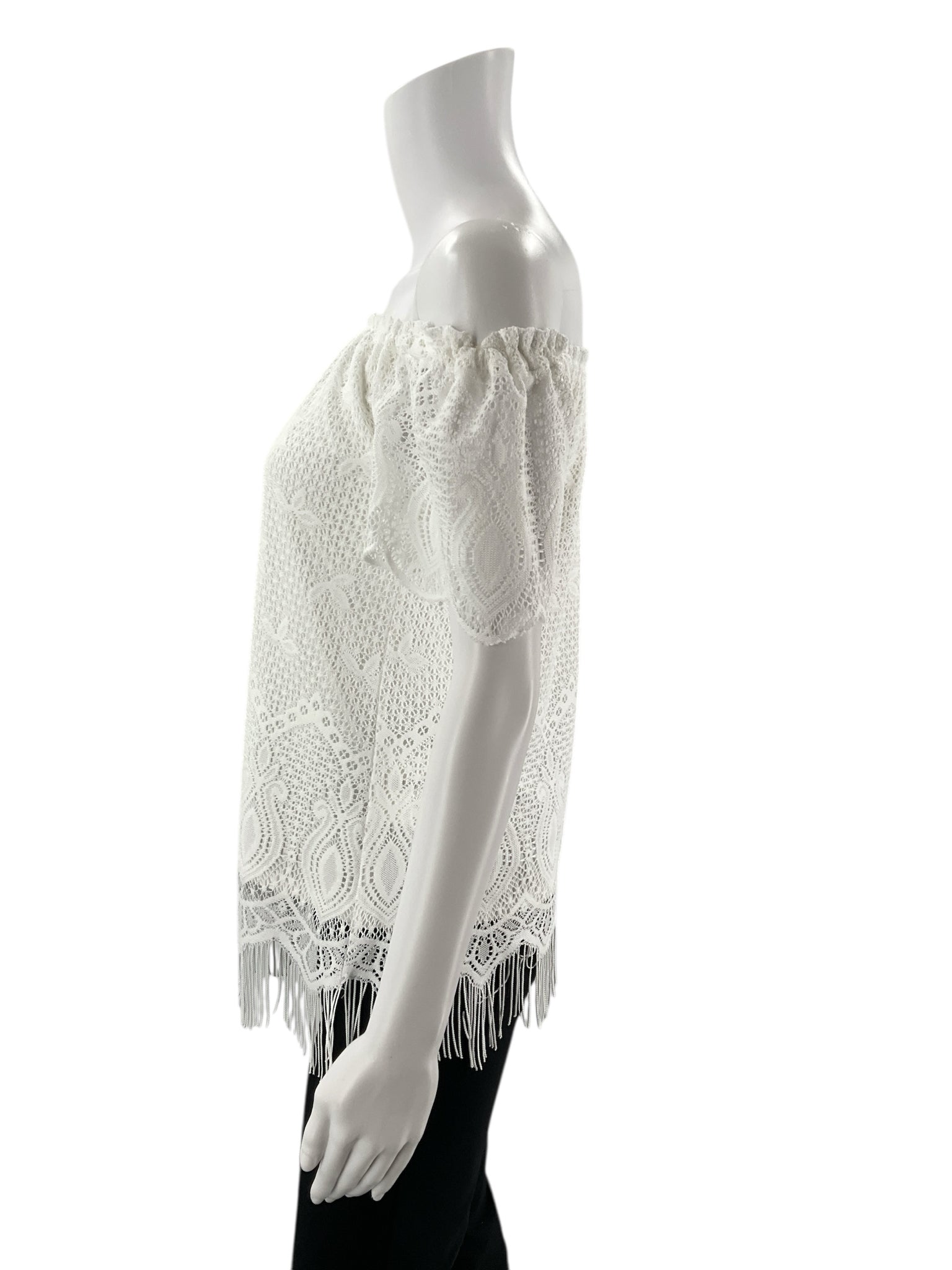 Lilly Pulitzer White Fringe Pre-Owned Ladies Top - Size XS