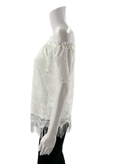 Lilly Pulitzer White Fringe Pre-Owned Ladies Top - Size XS