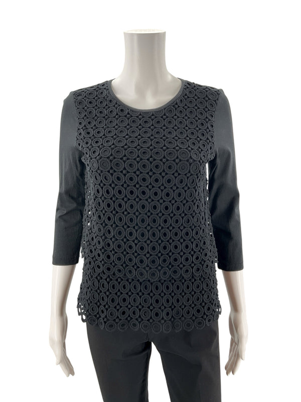 J Crew Black Crochet Pre-Owned Ladies Top - Size XS