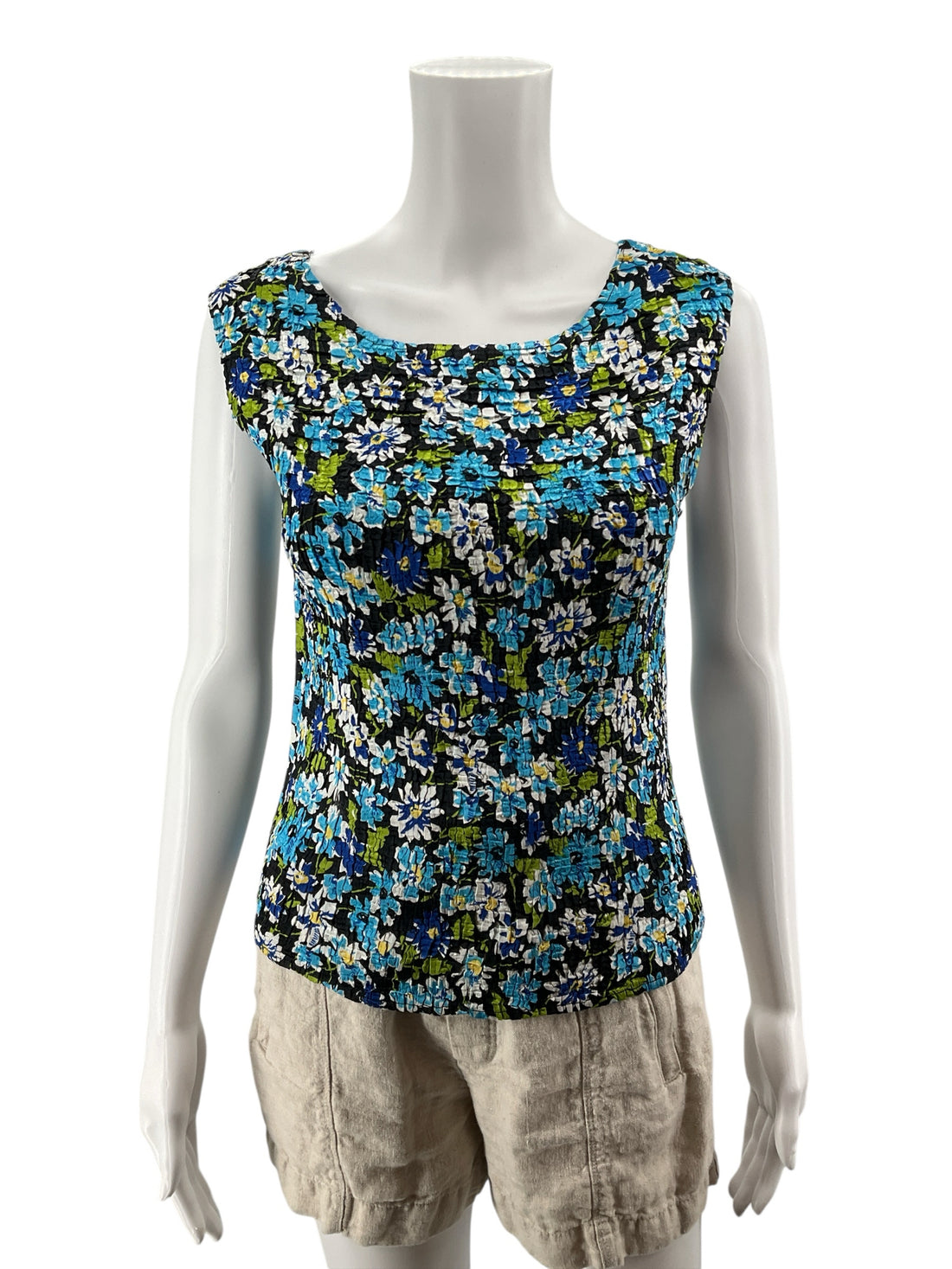 Casual Corner Vintage Casual Corner Smocked Popcorn Floral Tank Top | Y2K Sleeveless Blouse | Size Small