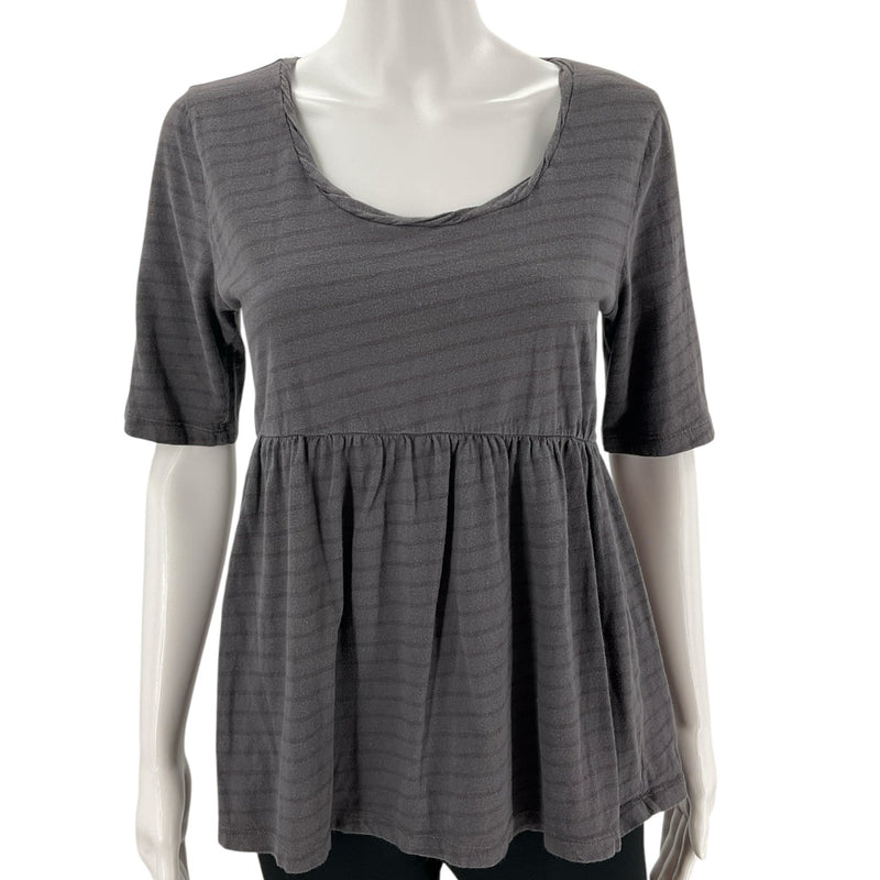 J. Crew Gray White Stripe Cotton Top – Size Medium, Excellent Pre-Owned - Margaret’s Fine Consignment