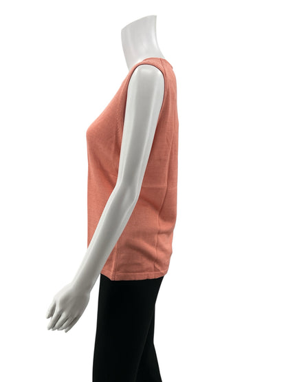 Neiman Marcus Exclusive 100% Silk Sleeveless Tank Top Peach Coral Size Large NWT