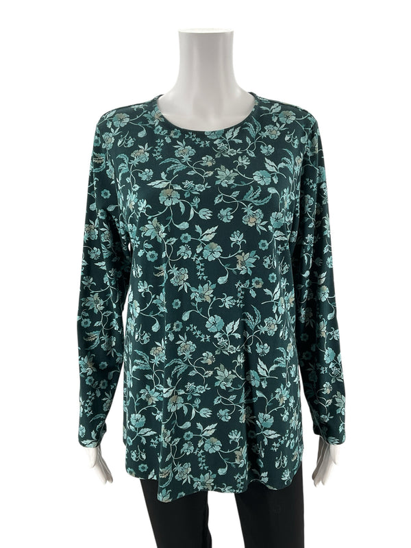 Pure Jill Teal Floral Pre-Owned Ladies Top - Size Medium