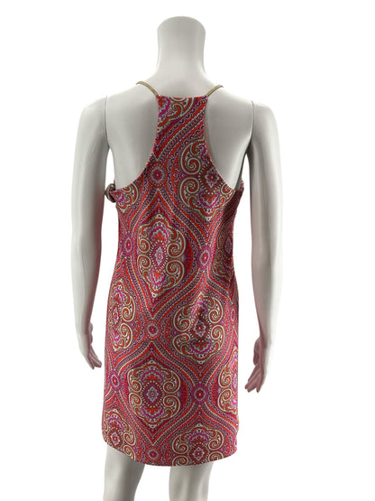 Jude Connally Tinsley Dress XS Pink Orange Paisley Print Braided Strap Mini