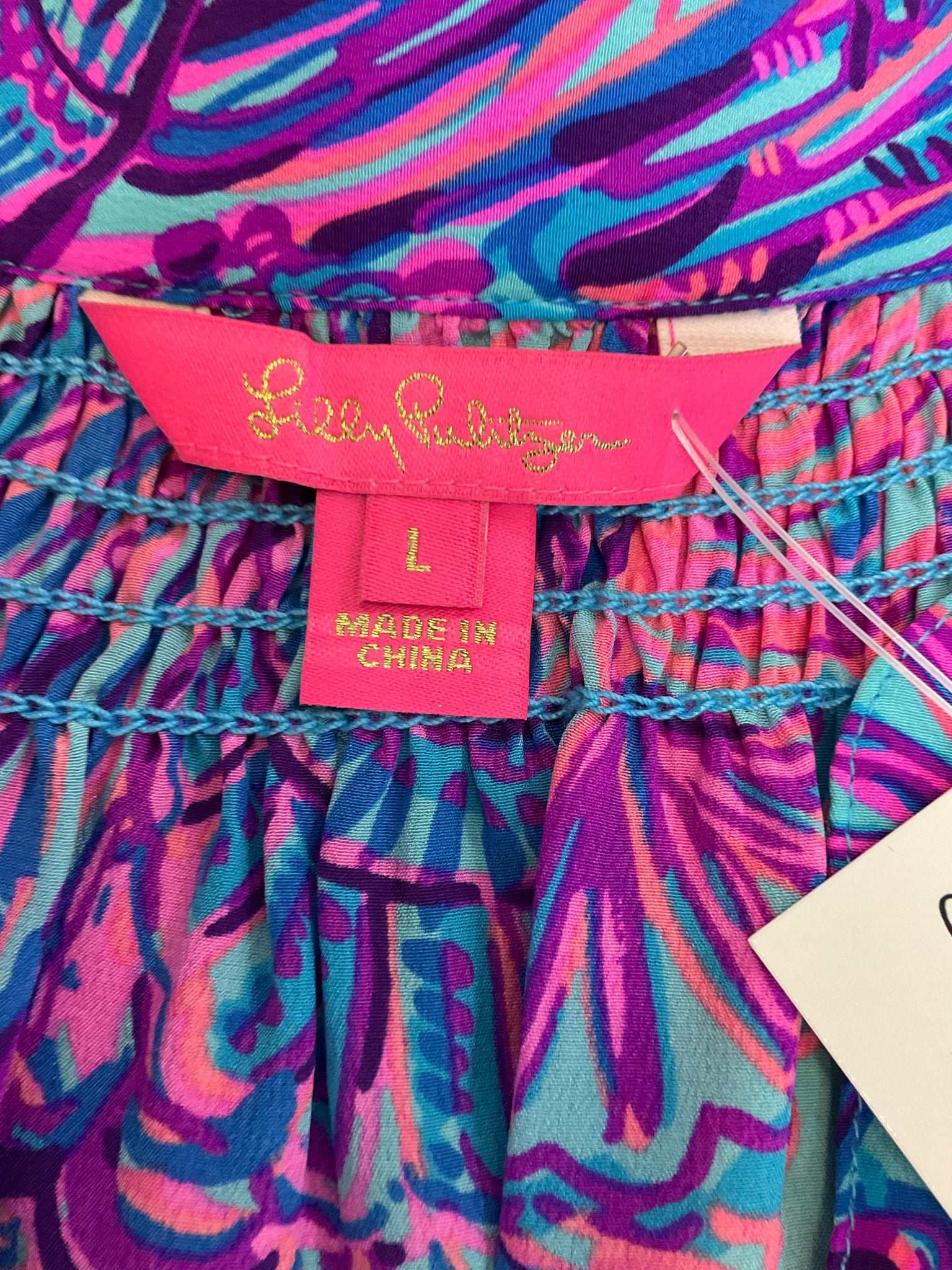 Lilly Pulitzer Elsa Silk Top Macaw Blue Big Flirt Blouse Size Large