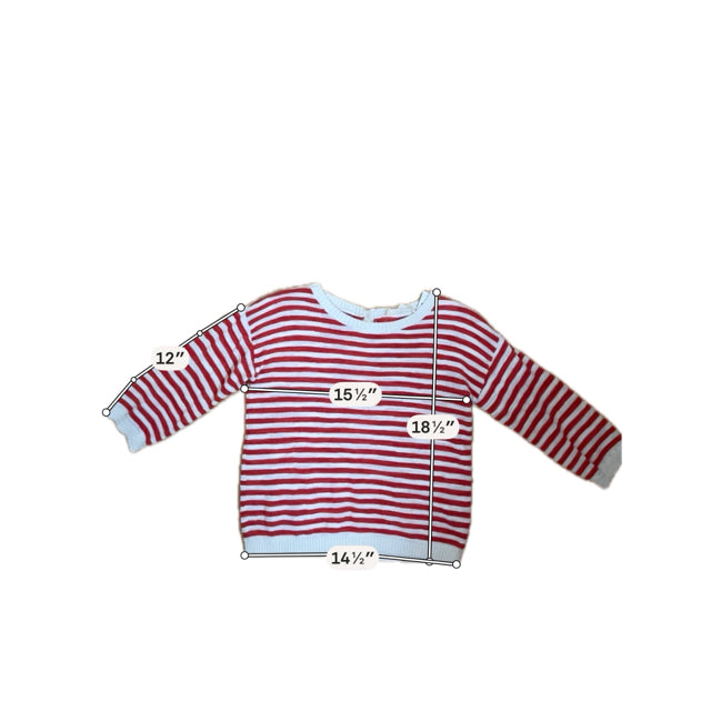 Seasalt Cornwall red/white 3/4 Sleeve Knavock Jumper Organic Cotton Linen Breton Stripe Sweater US 4 - Size 4