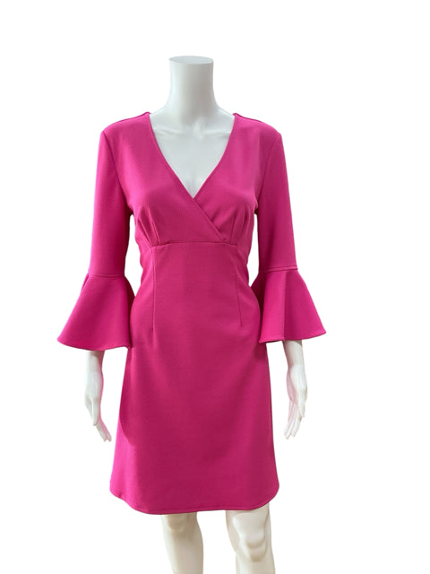 Trina Turk Contessa Bell Sleeve Dress Fuchsia Pink Size 8