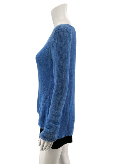 Lilly Pulitzer Melody Sweater Blue Cotton Scoop Neck Pullover Size Medium