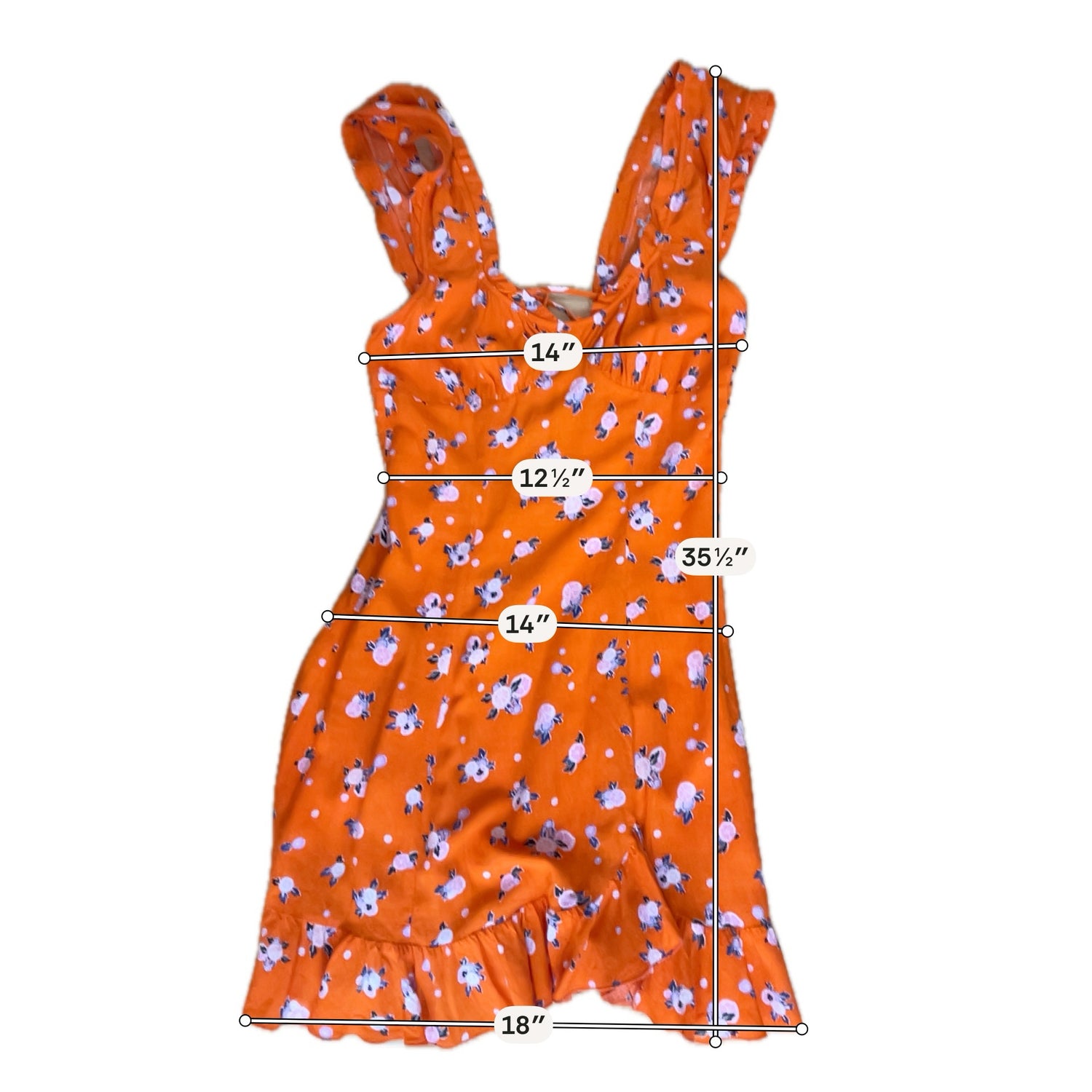 Free People Happy Feelings Floral Mini Dress XS Orange Lace Up Back