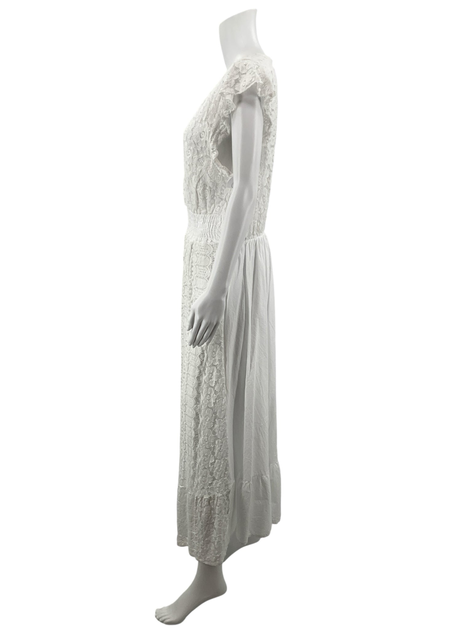 Gigi Moda Italian White Floral Lace Boho Maxi Dress | Size S/M