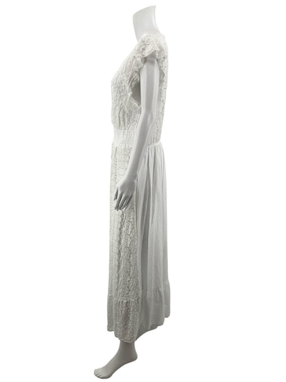 Gigi Moda Italian White Floral Lace Boho Maxi Dress | Size S/M