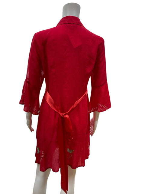 Johnny Was Red Embroidered Pre-Owned Ladies Dress - Size XS