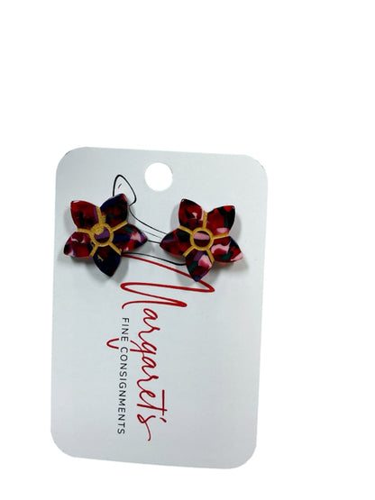 Margaret’s Fine Consignments Colorful Floral Mosaic Stud Earrings