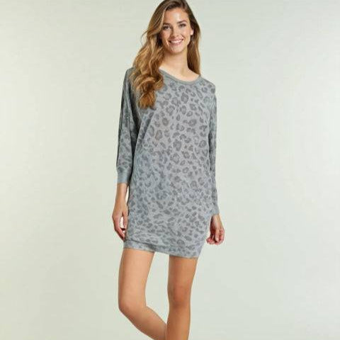 Mud Pie Gray Print Pre-Owned Ladies Dress - Size Medium - Margaret’s Fine Consignment