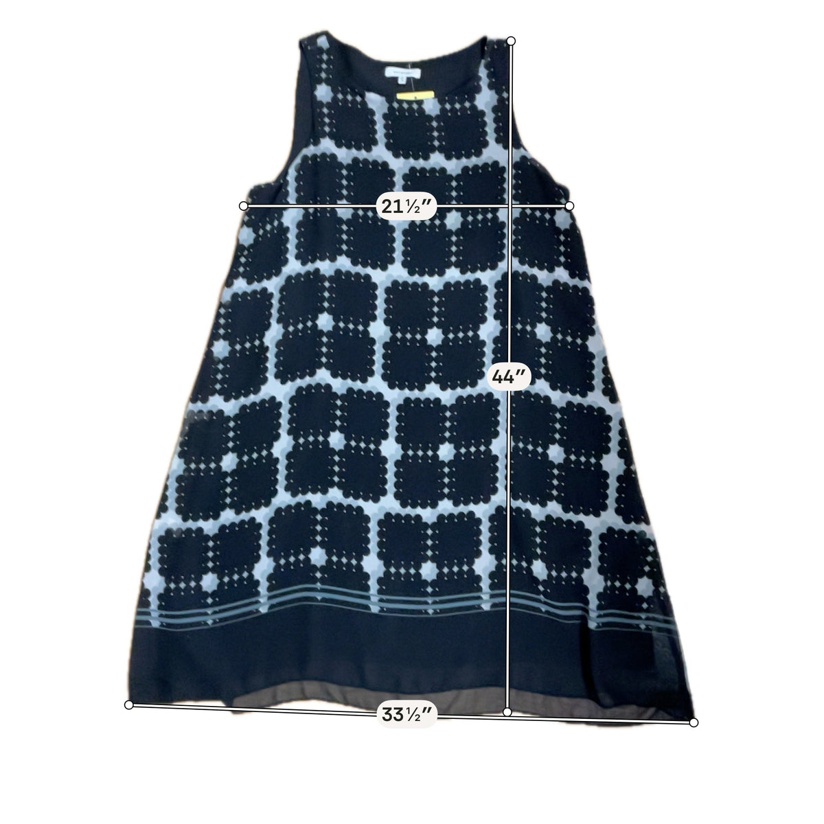 Max Studio Geometric Print A-Line Dress Sleeveless Panel Hem Black Ivory Size Small - ONLINE ONLY
