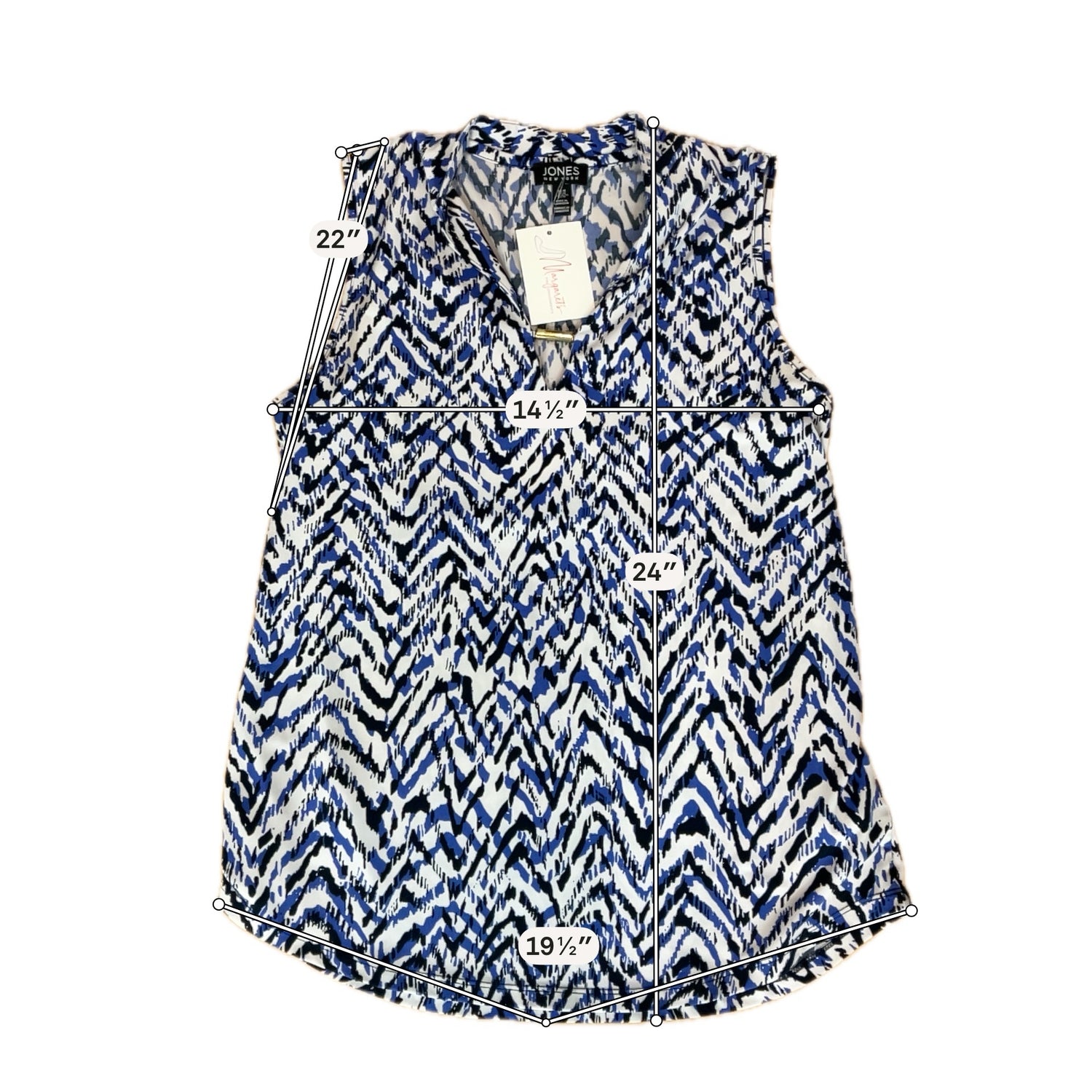 Jones New York Abstract Animal Print Sleeveless Blouse Top Gold Bar Medium