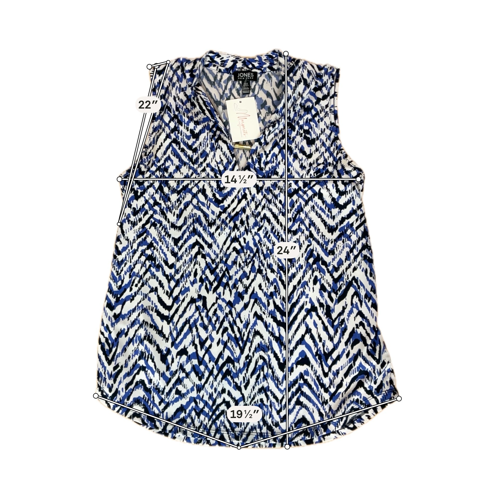 Jones New York Abstract Animal Print Sleeveless Blouse Top Gold Bar Medium