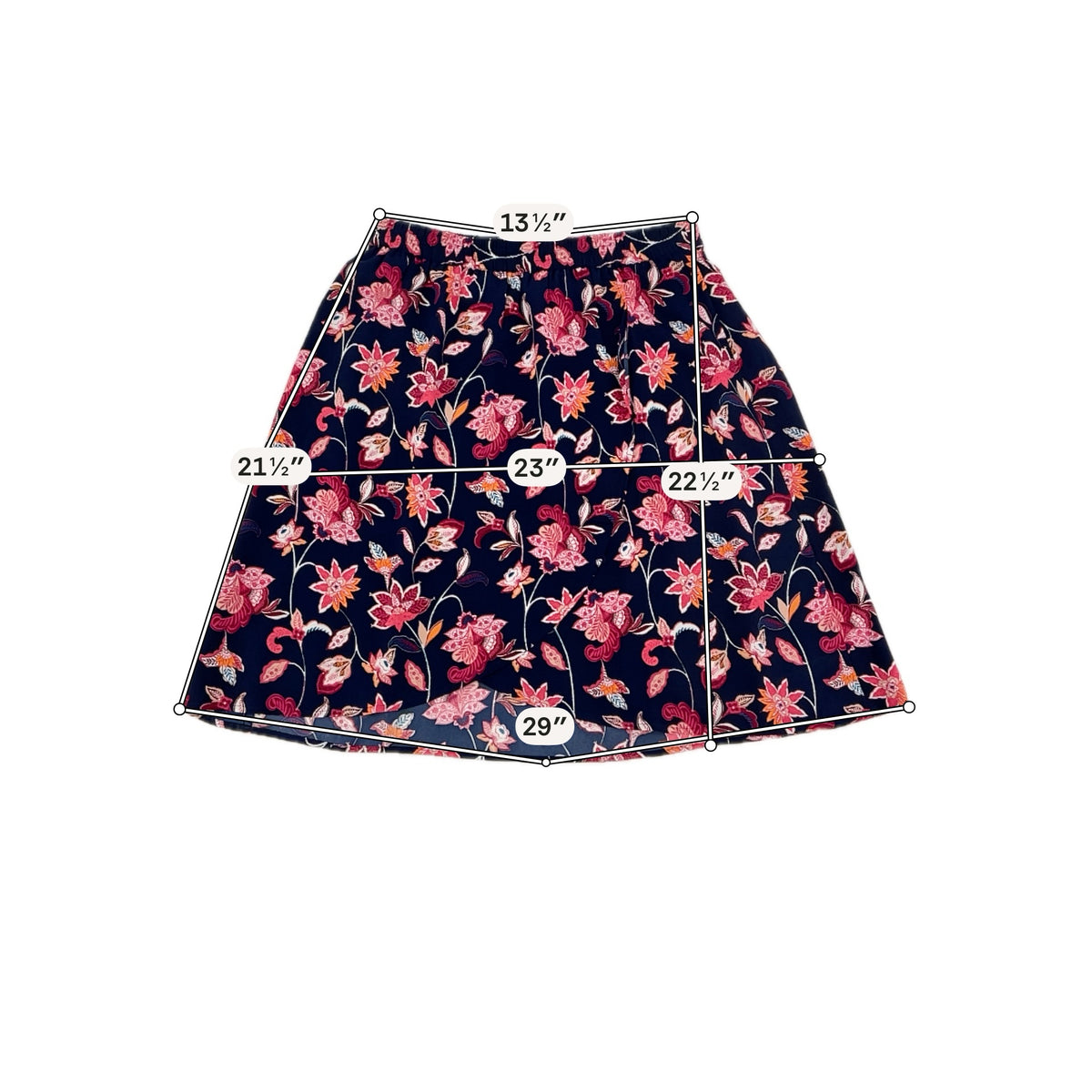 LOFT Outlet Floral A-Line Pull-On Skirt Navy Pink Size Small - ONLINE ONLY