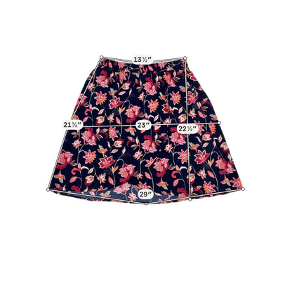 LOFT Outlet Floral A-Line Pull-On Skirt Navy Pink Size Small - ONLINE ONLY