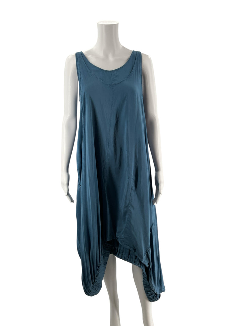 Grizas Blue Solid Pre-Owned Ladies Dress - Size Medium