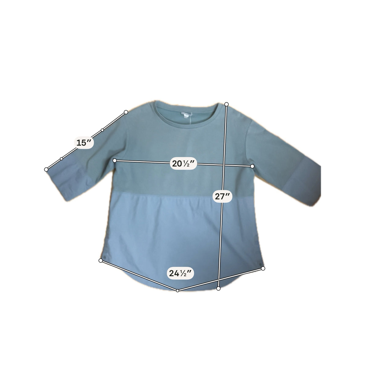 COS Minimalist 3/4 Sleeve Top Sage Green | Size Medium