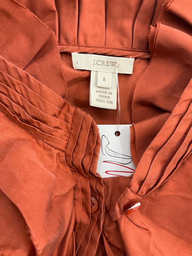 J Crew Burnt Orange Ruffle Pre-Owned Ladies Top - Size 8