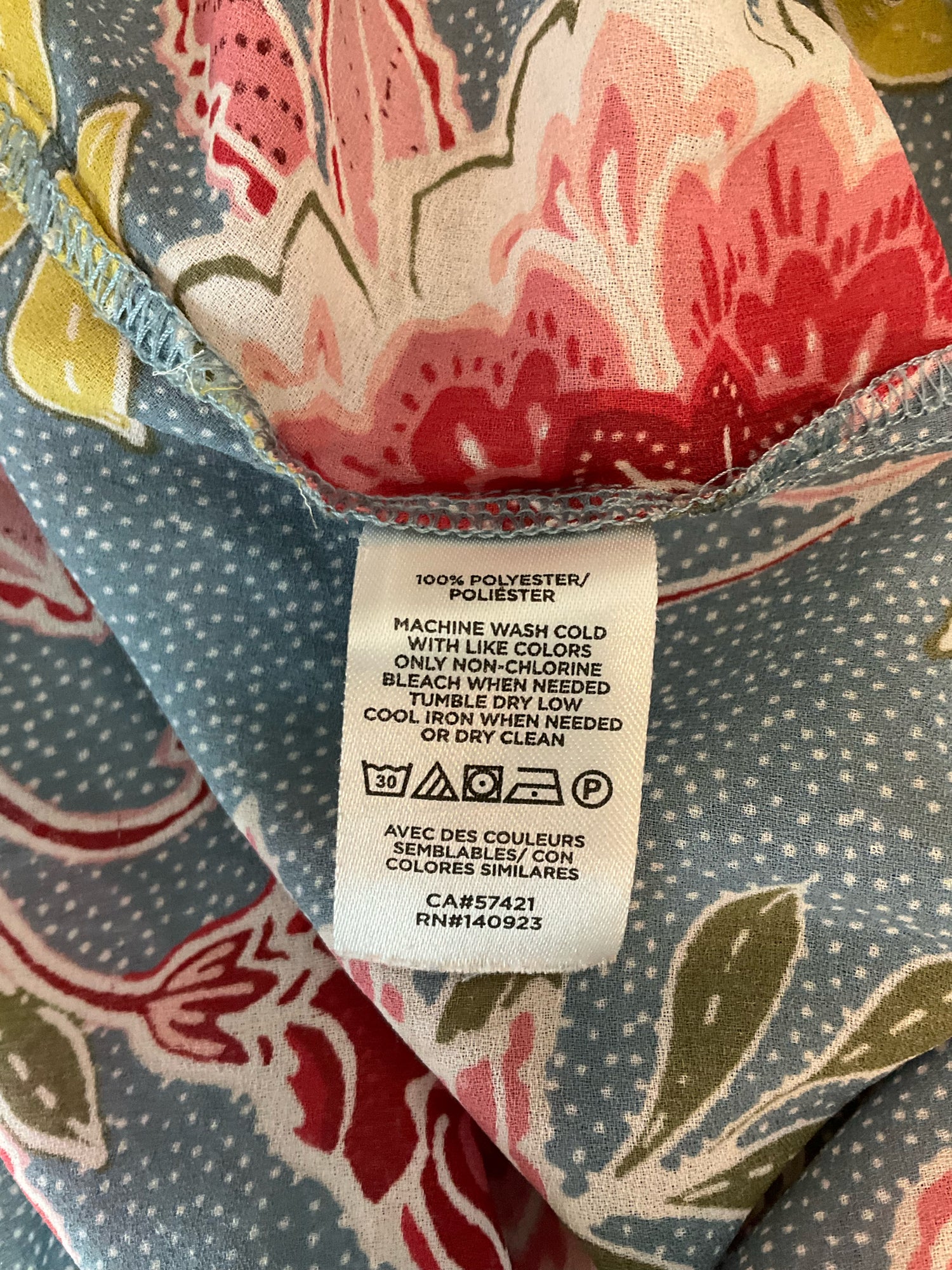 LOFT Blue/White/Mauve Long Sleeve Floral Dot Ruffle Trim Peasant Blouse Blue White Medium - Size M
