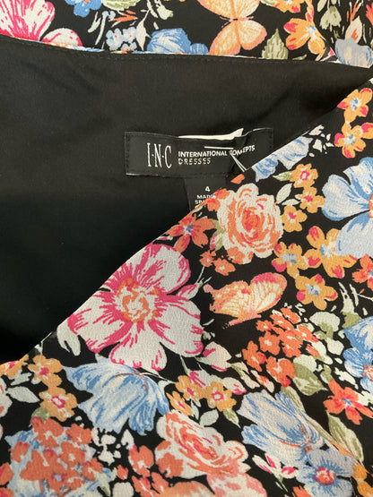 INC International Concepts blue/pink/orange Midi Floral Ruffle Wrap Midi Dress Size 4 - Size 4