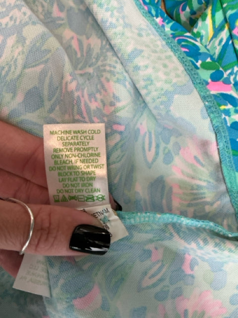 Lilly Pulitzer Sea View Button Down Shirt Multi Sink Or Swim Floral Print Size Large - ONLINE ONLY