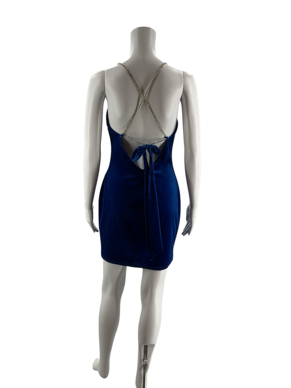 Midnight Doll Blue Velvet Pre-Owned Ladies Dress - Size Medium