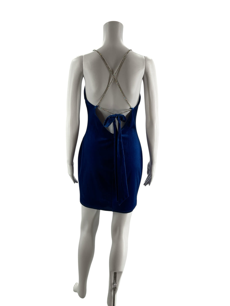 Midnight Doll Blue Velvet Pre-Owned Ladies Dress - Size Medium