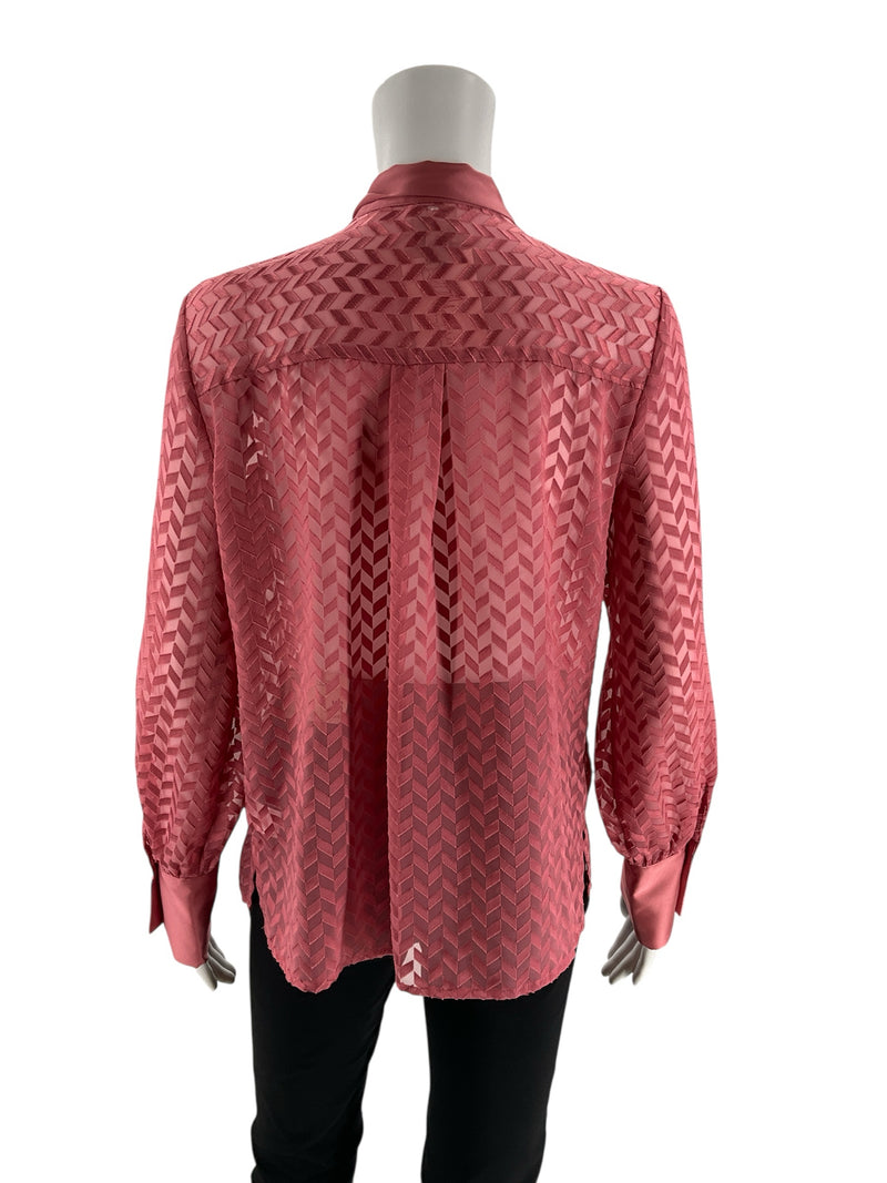 Worthington Pink Chevron Pre-Owned Top - Size Small