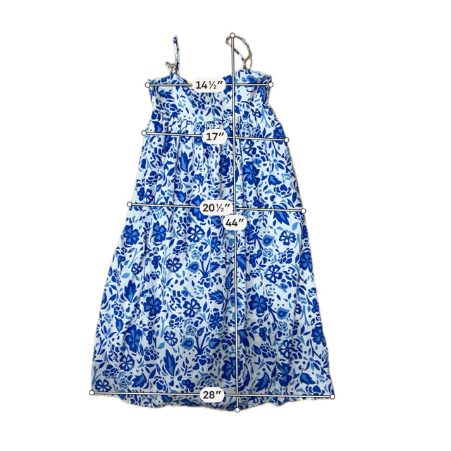 THML white/blue Midi Floral Tie-Back Midi Sundress Blue &amp;amp; White Size Small - Size S