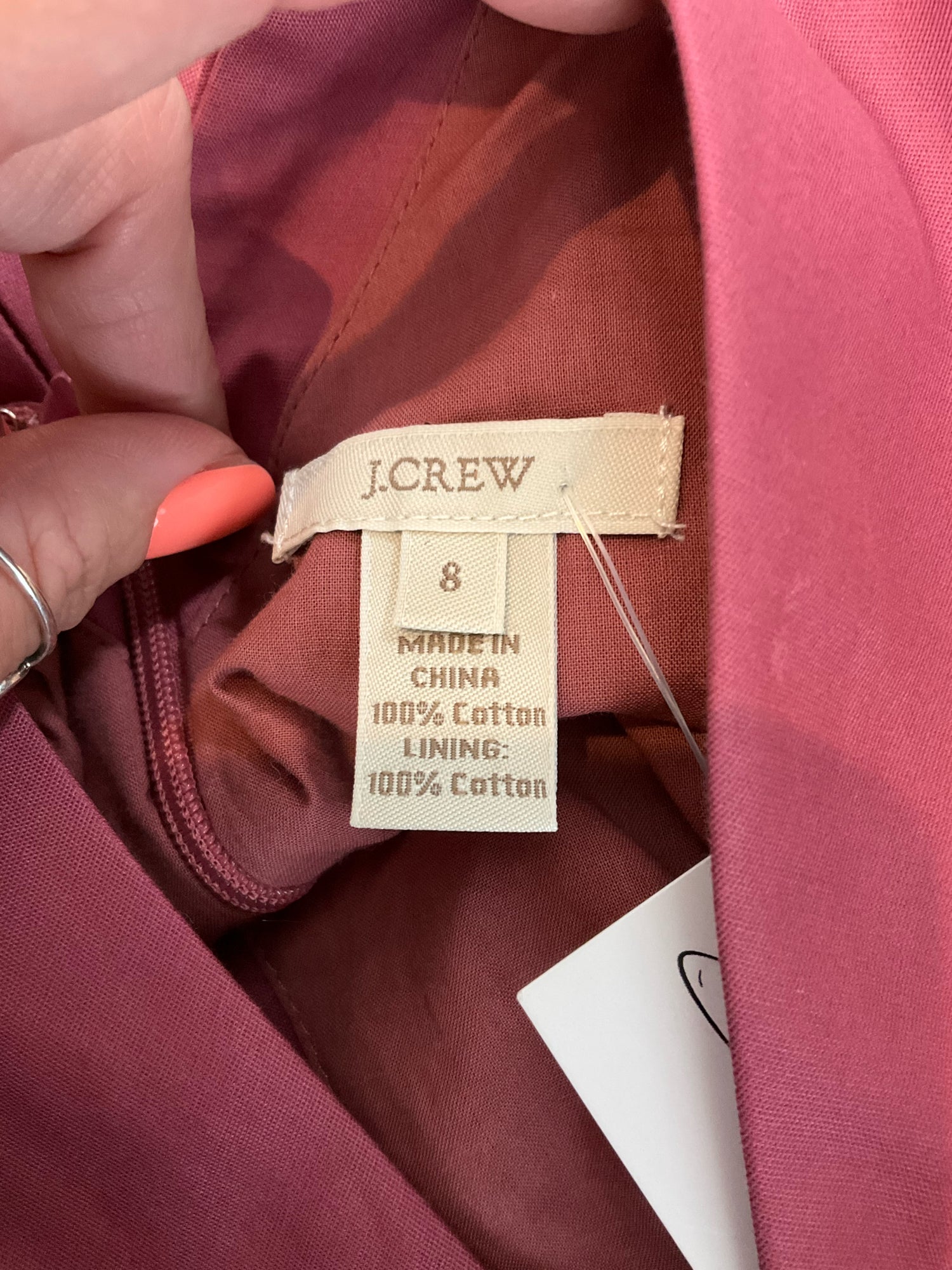 J Crew Size 8 mauve Solid Pre-Owned Ladies Dress